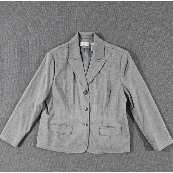 Alfred Dunner Jackets & Blazers - Alfred Dunner Womens Gray 3-Button Textured Blazer Jacket Size 20